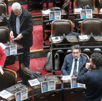 Legisladores colgaron carteles de Loan durante la sesión por la Ley Bases